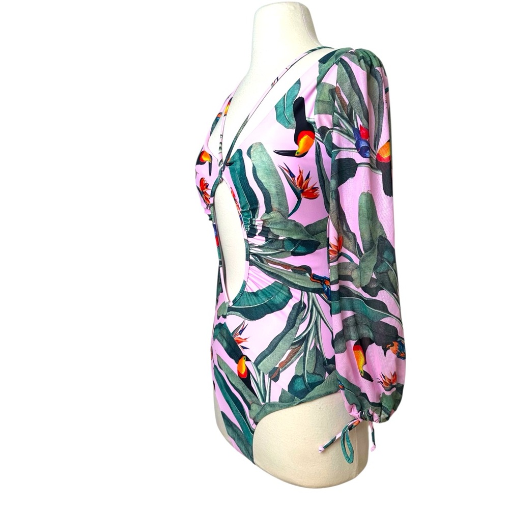 DR.JEWEL NWT TROPICAL LONG SLEEVE ONE PIECE - Picture 4 of 8